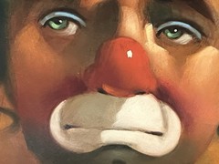 Chuck Oberstein Vintage Original Clown Oil Painting 24×20” Unframed