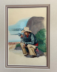 B KAY HOPI ORIGINAL WATERCOLOR PAINTING „SHELTERED SPOT“ FRAMED 18″ X 15″