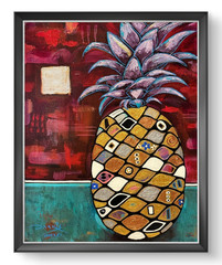 Original Art Pineapple 11X14 Abstract Painting Impressionism CP 22