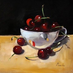 CHERRIES Still Life Oil painting UKRAINE 8X8 DEMENKO NATALIA