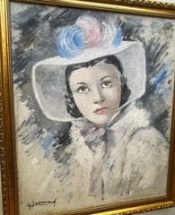 French Modernism Oil Painting Portrait Scarlett O’Hara Signed Joumard 1950s