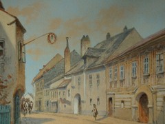 Franz Demel (1878-1947) street with spring fich and two-man team.