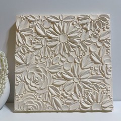 Original Unique Handmade Ivory Flower 3D Textured Painting, Livingroom Wall Art