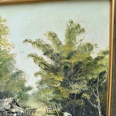 VTG Original Oil Painting 17×21 Inch Hut Palm Tree Tropical Island Signed Framed