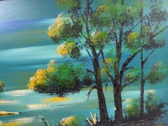 Vintage MCM Landscape Drip Oil Painting Mid Century Art 60s 70s Signed Tamir