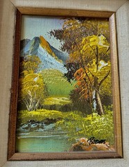 Vintage Original Oil Painting Impressionist Landscape Signed Framed 15” X 13”
