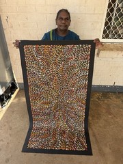 Roseanne Morton Petyar, Authentic Aboriginal Art.Size,120cm x 60cm Medicine Leaf