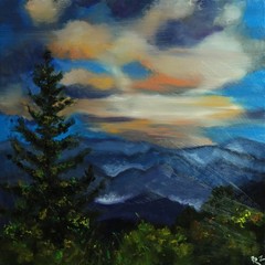 Landscape #362 -24×24″ original Blue Ridge Mountains oil painting by Roz