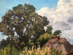 Oil Painting Unframed House Near the Forest Cherkas A Nature Painting Art n642