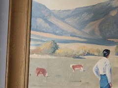 Oil Painting On Canvas By Western Artist Roy Moore . Dated 1969 . 20 X 16 Inches