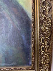 Vintage Doris James Oil Painting Portrait Lady In Hat Framed Impressionist Style