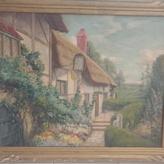 Alfred Addy ( Listed, Massachusetts 1866-1930) Idyllic Cottage Oil Painted 1926