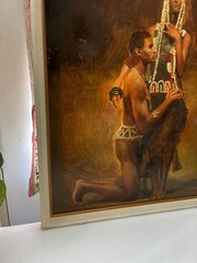 OIL PAINTING AFRICAN WOMAN AND MAN OILPAINTING BY ARTIST JOHNSON UNFRAMED.