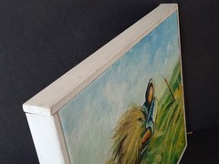 1960s Scandinavian Modern Oil Painting „Hay Harvest“ Signed.