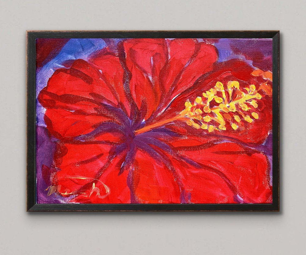 Original Bold 11×14 Impressionist Floral Painting Acrylic Canvas Signed Decor