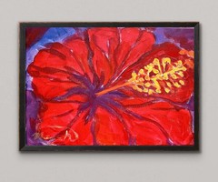 Original Bold 11×14 Impressionist Floral Painting Acrylic Canvas Signed Decor