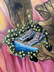 To Live Despite Everything Original Oil Painting Ukraine War Art Gold Leaf