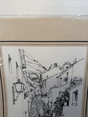 Print Sketch Monchique, Algarve, Portugal City Scape Signed Julio Amaro P14