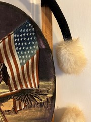 Native American. Indian Vintage Black Velvet Dream Catcher Sanchez Flag Eagle