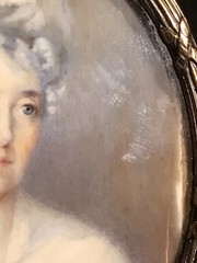 Antique Miniauture Portrait Of A Lady/Signed/Bronze Frame/Hand Painted/C.1870