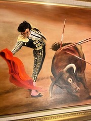 bull fighting matador oil painting w/frame