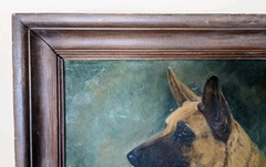 1940 C Fred Sitzler (1905-1990) German Shepherd Oil Painting Portrait