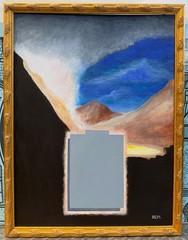 Vintage Abstract Acrylic Painting Modern Art Wall Hanging Signed REM Menges