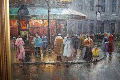 Large Framed Oil Painting Cristof Vevers Signed European Cityscape Landscape