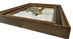 Vtg Original Oil Acrylic Painting Homestead Scene Birdhouse Blue Flowers Vines