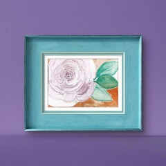 Single Pastel Pink Rose Bloom Vibrant Watercolor Impressionist 5×7 Painting.
