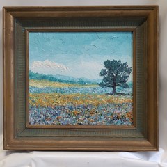 Vintage Painting On Board Flower Meadow Signed And Dated
