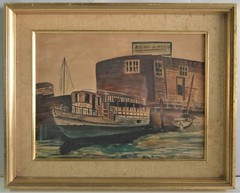 MORTON GROSSMAN 1926-1998 ANTIQUE WATERCOLOR PAPER SIGNED 1941 AMERICAN ARTIST