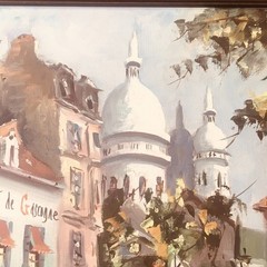 Vintage Monmartre Paris France Signed and Framed Original Painting 25″ x 22″