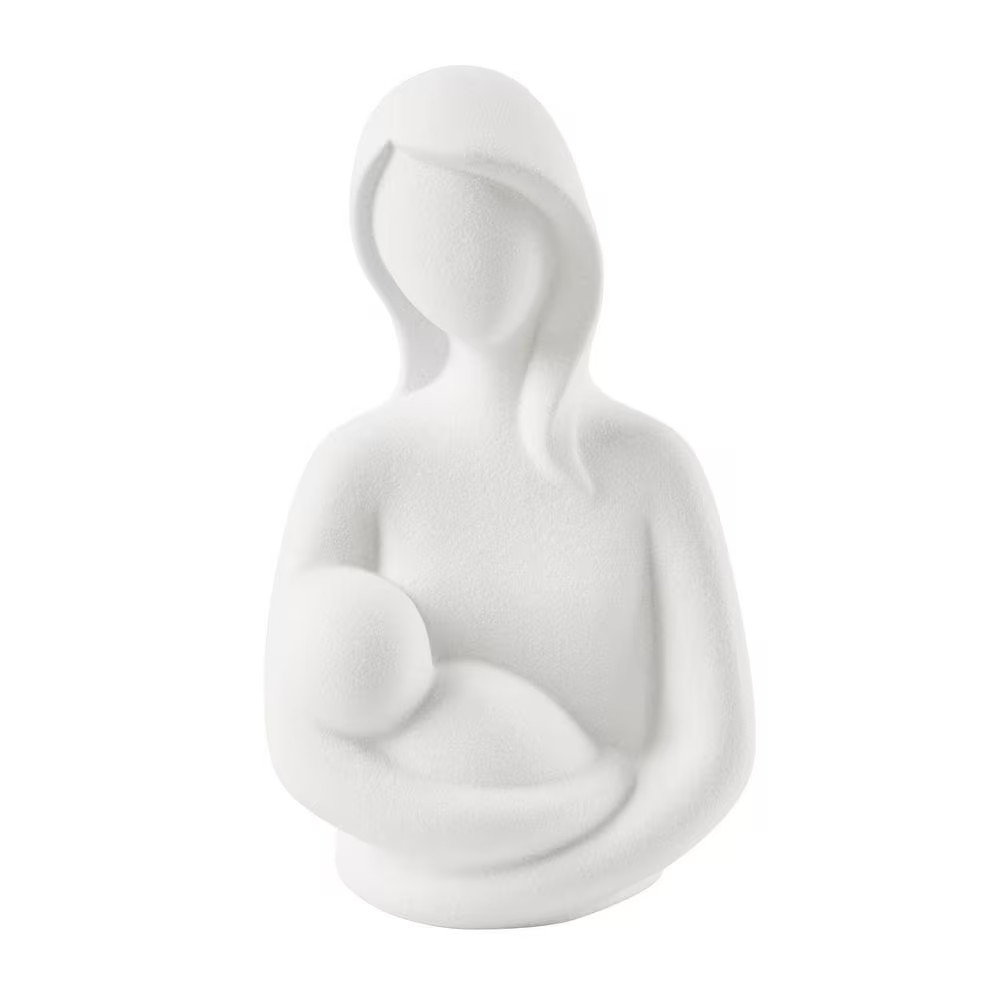 4.75 In. W X 8 In. H Hans White Abstract Mother Holding Baby Decorative Accent M
