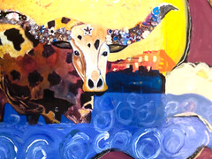 „Longhorn Land! Original mixed media painting- 16 by 20 inches