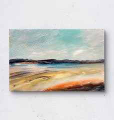 Textured Coastal Landscape Original Acrylic on Cradled Panel Mary Myers