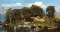 Large 19th Century Swiss Lake Lucerne Landscape Alexandre Calame (1810-1864)