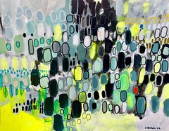 Emilia Bachelier Contemporary Abstract 11×14” NEON Yellow Original Painting