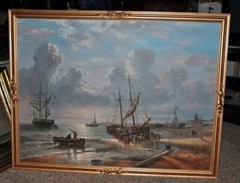 Spectacular very Large older Seascape Oil Painting