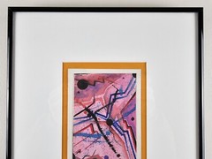 Original Illegibly Signed Watercolor Painting 13×11 Framed Abstract Modern Art