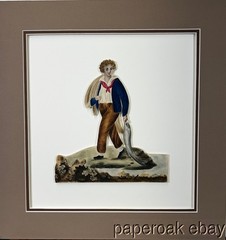 Original ca1850’s Man with A Large Fish Folk Art Watercolor