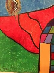 Unique painting, surrealism, signed Azbel Izabella