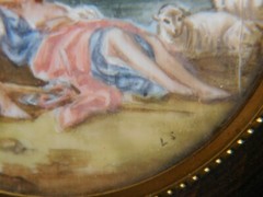 Painted miniature ‚Gallant scene with sheep‘ in the style of François BOUCHER