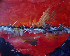 Original Painting City „Shining City“ 8″H x 10″W acrylic by Steven Graff