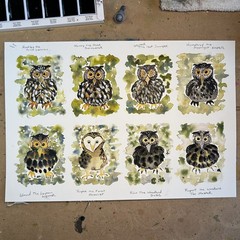 Edmund the Lantern Lighter ACEO Original Painting Owl Art Card 2.5×3.5 OOAK