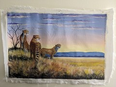 Oil Painting of Cheetahs on African Landscape 20×30 Vivid Colors Wild Animal