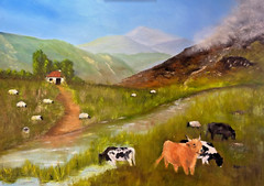 Farming on the hills in the countryside, Stretched canvas, 20″x24″