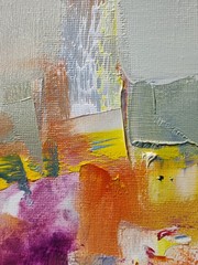 Original oil painting 8″x8″ Contemporary art, abstraction, old city