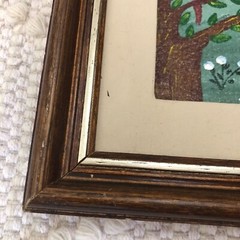 Original Folk Art/Painting/Acrylic on Canvas Picking up Cotton Signed