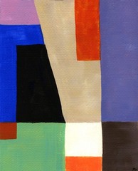 Mid-Century Modern Geometric Painting, Color Block Art 8×10